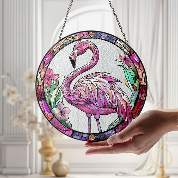 Flamingo Glass Suncatcher, Flamingo Lover Gifts, Housewarming Gift, Tropical Home Decor, Bird Lovers Gifts, Flamingo Ornament, Garden Decor