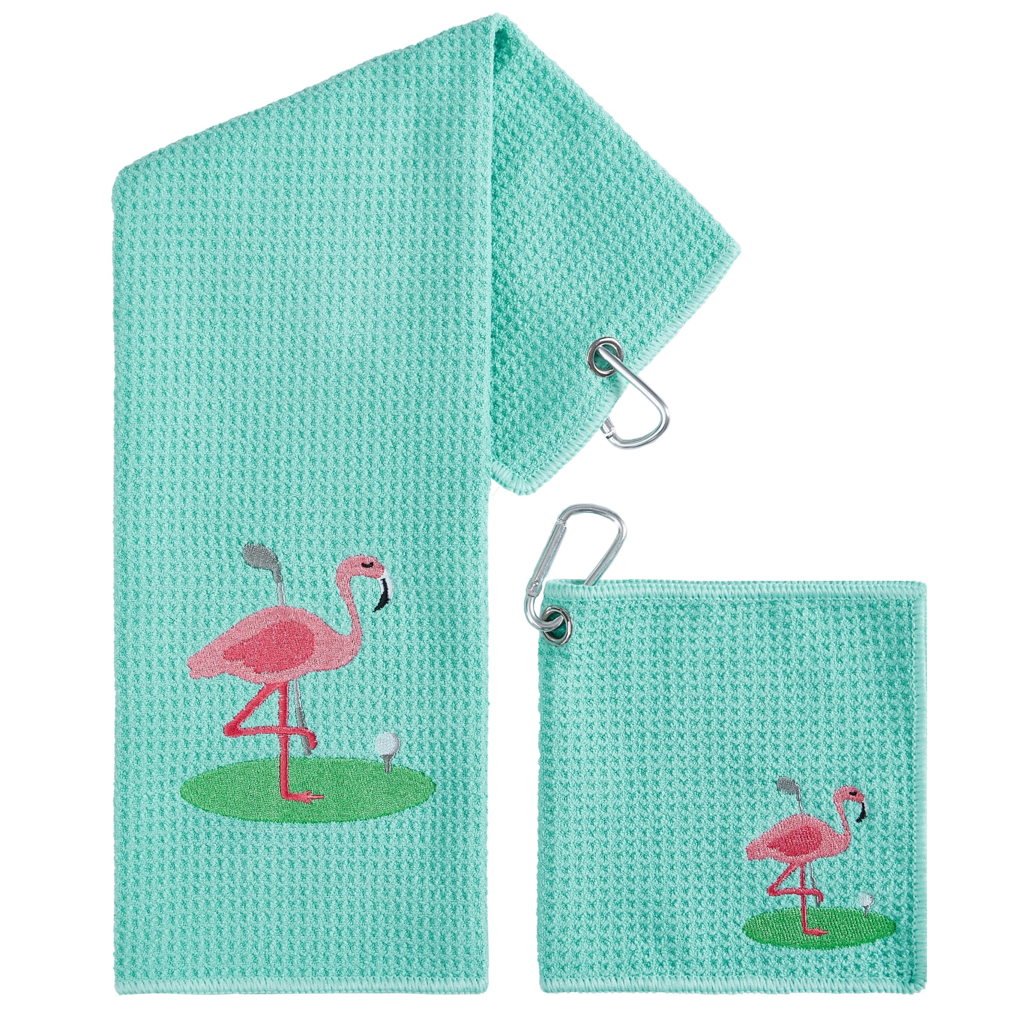 Flamingo Golf Towel Large and Small Embroidered Golf Towel, Pack of 2 ...