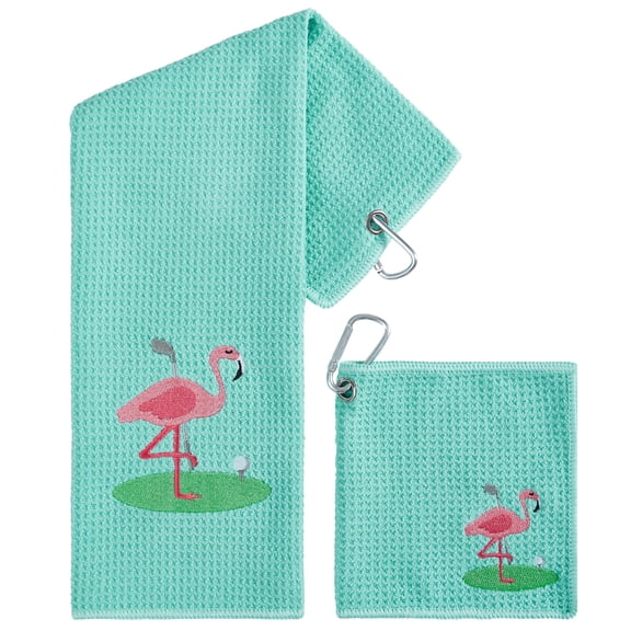 Flamingo Golf Towel Large and Small Embroidered Golf Towel, Pack of 2