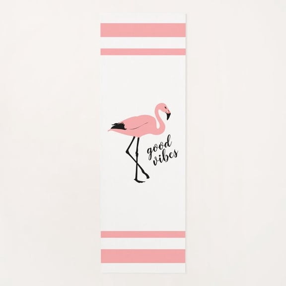 Flamingo Good Vibes Pink Black White Cute Yoga Mat