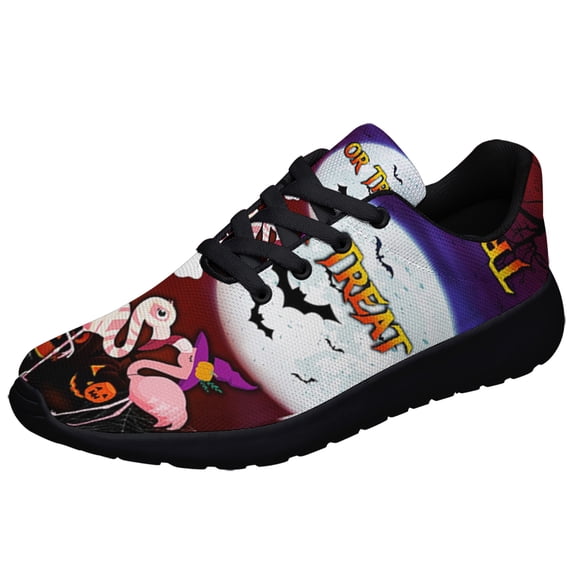 Flamingo Halloween Trick Or Treat Shoes Sneakers for Women Men Black Size 9.5