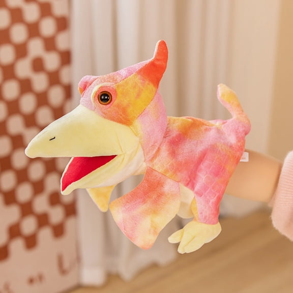 Flamingo Hand Puppet Bright Pink Flamingo Plush Hand Puppet Soft Interactive Role Play Toy Party Desktop Ornament Holiday Gift Plush(Yellow-25cm)