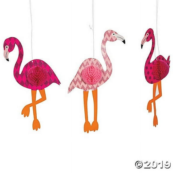 Flamingo Hanging Decor Set (3Pc) - Party Decor - 3 Pieces