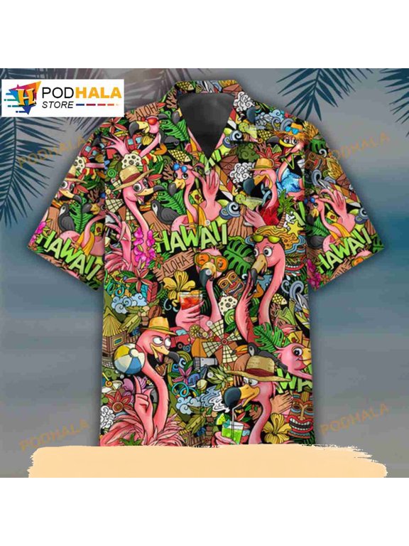 Flamingo Happy Summer Time Mother Day For Holiday Beach Hawaiian Shirt