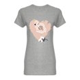 thumbnail image 1 of Flamingo Heart And Flowers Shaped T-Shirt Women -Image by Shutterstock, Female Medium, 1 of 2