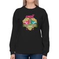 thumbnail image 1 of Flamingo Heart Summer Hibiscus Design Women's Sweatshirt, 1 of 4
