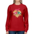 thumbnail image 1 of Flamingo Heart Summer Hibiscus Design Women's Sweatshirt, 1 of 4