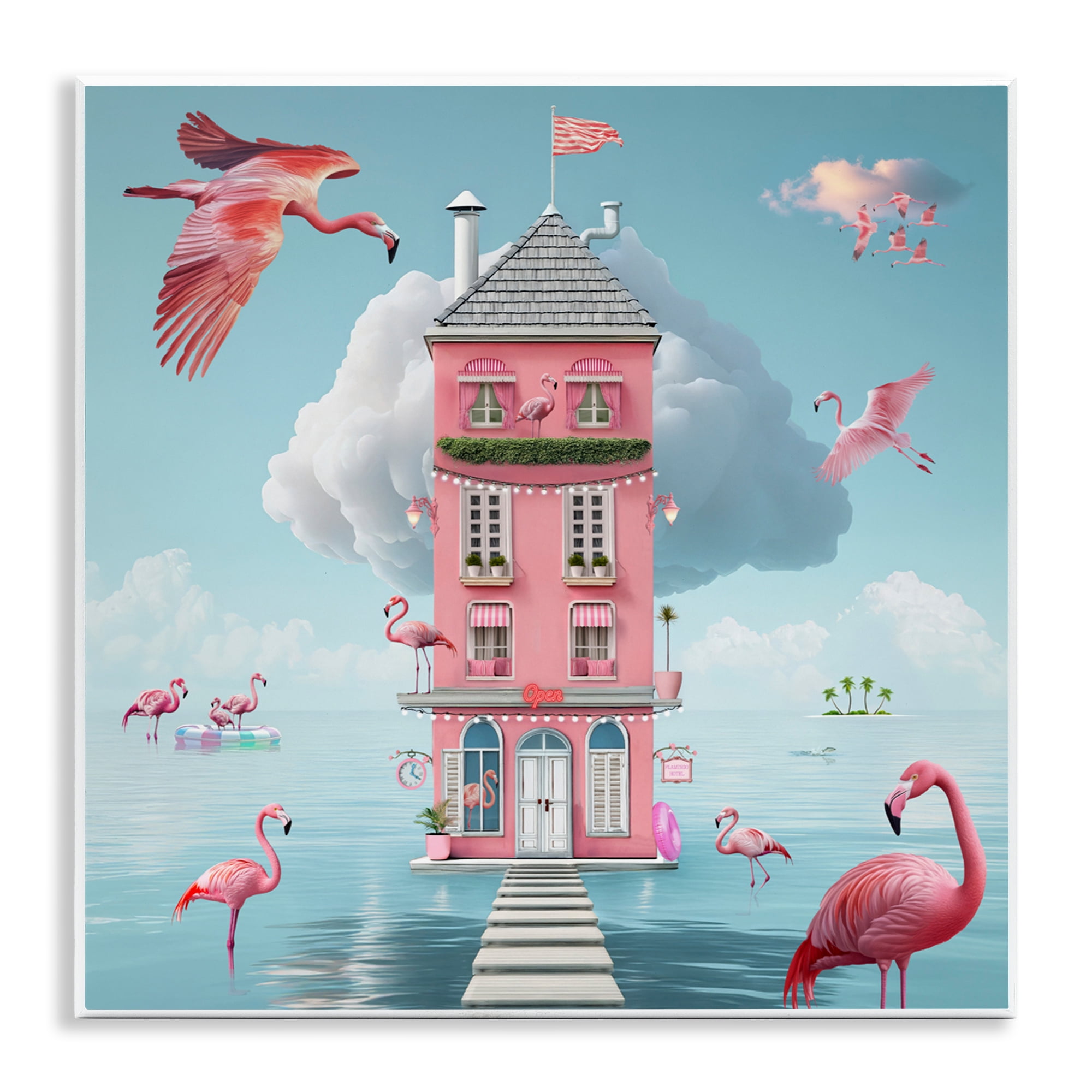Flamingo Hotel on Water Wall Plaque Art, design by Lori Lea Studios