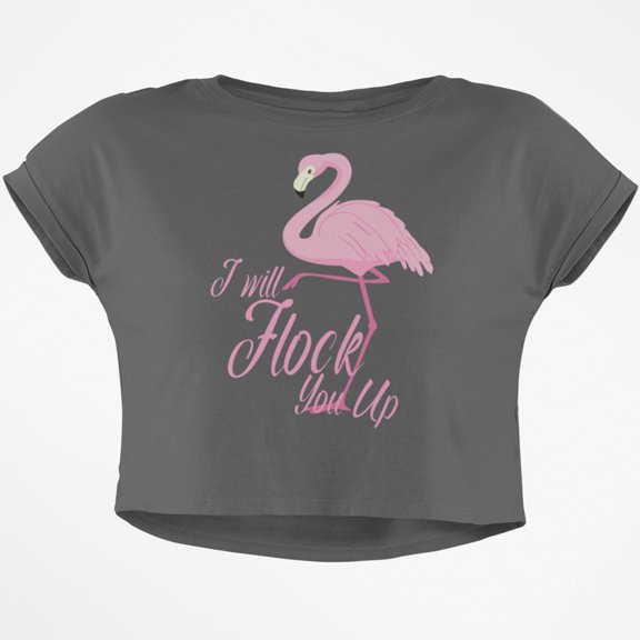 Flamingo I Will Flock You Up Junior Boxy Crop Top T Shirt