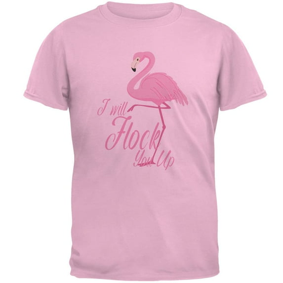 Flamingo I Will Flock You Up Mens T Shirt Light Pink MD