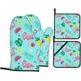 thumbnail image 1 of Flamingo Ice Cream Fruit Oven Mitts and Pot Holders Sets for Kitchen 4 Pcs 7"X11" Heat Resistant Baking Cooking, 1 of 6