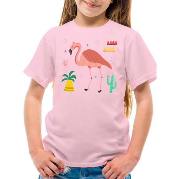 Flamingo Illustration T-Shirt Juniors -Image by Shutterstock, x-Small