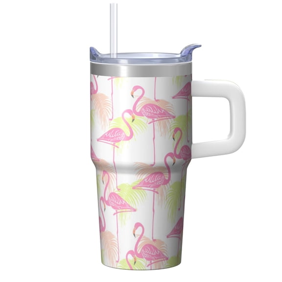 Flamingo Insulated Coffee Mug with Handle 20OZ Stainless Steel Tumbler Cup Leak Proof Double Wall Vacuum Design Perfect Gifts for Women Girls on Birthday Christmas Summer