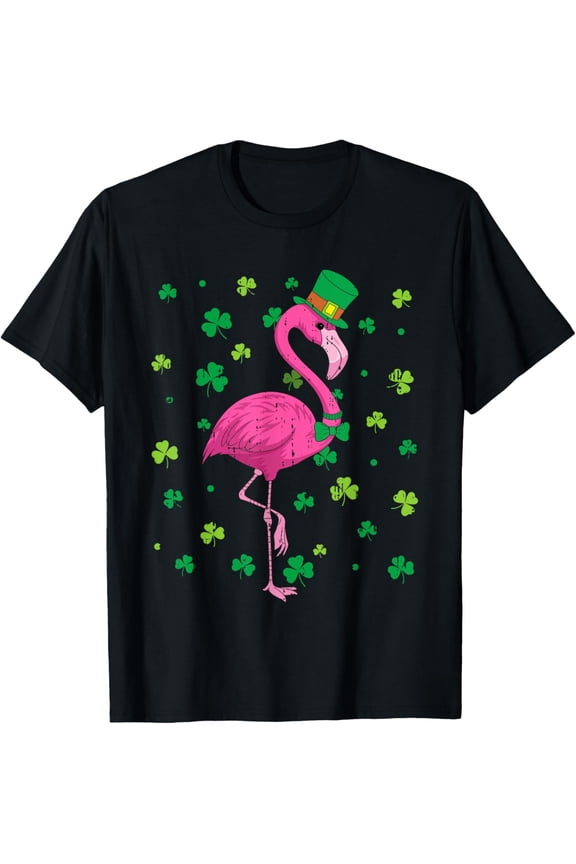 Flamingo Irish Shamrock St Patricks Day Animal Womens T-Shirt