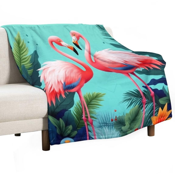 Flamingo Jungle Paradise Throw Blanket Warm Microfiber Flannel Bedroom Decor Blankets For Beds