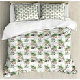 thumbnail image 1 of Flamingo King Size Duvet Cover Set, Watercolor Pattern with Exotic Birds Tree Leaves Orchid and Hibiscus Blossoms, Decorative 3 Piece Bedding Set with 2 Pillow Shams, Multicolor, by Ambesonne, 1 of 3