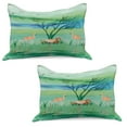 thumbnail image 1 of Flamingo Knitted Quilt Pillowcover Set of 2, Image with Exotic Birds on Nature Landscape Background Graphic, Standard Queen Pillow Sham Bedroom, 30" x 20", Multicolor, by Ambesonne, 1 of 1