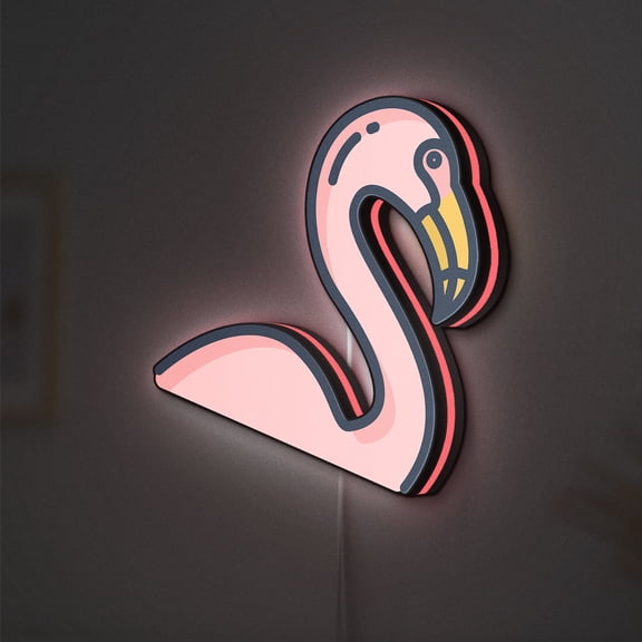 Flamingo LED Lightbox - Bird Garden Wildlife Ornithology Decor, Custom Led Sign for Home Office Shop Decor (Height 12 inch, 30cm)
