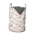 thumbnail image 1 of Flamingo Laundry Bag, Flamingos in Vintage Style Illustration Love and Romantic Animals Artwork Print, Basket with Handles Drawstring Closure for Laundromats, 13" x 19", Beige Pink, by Ambesonne, 1 of 4