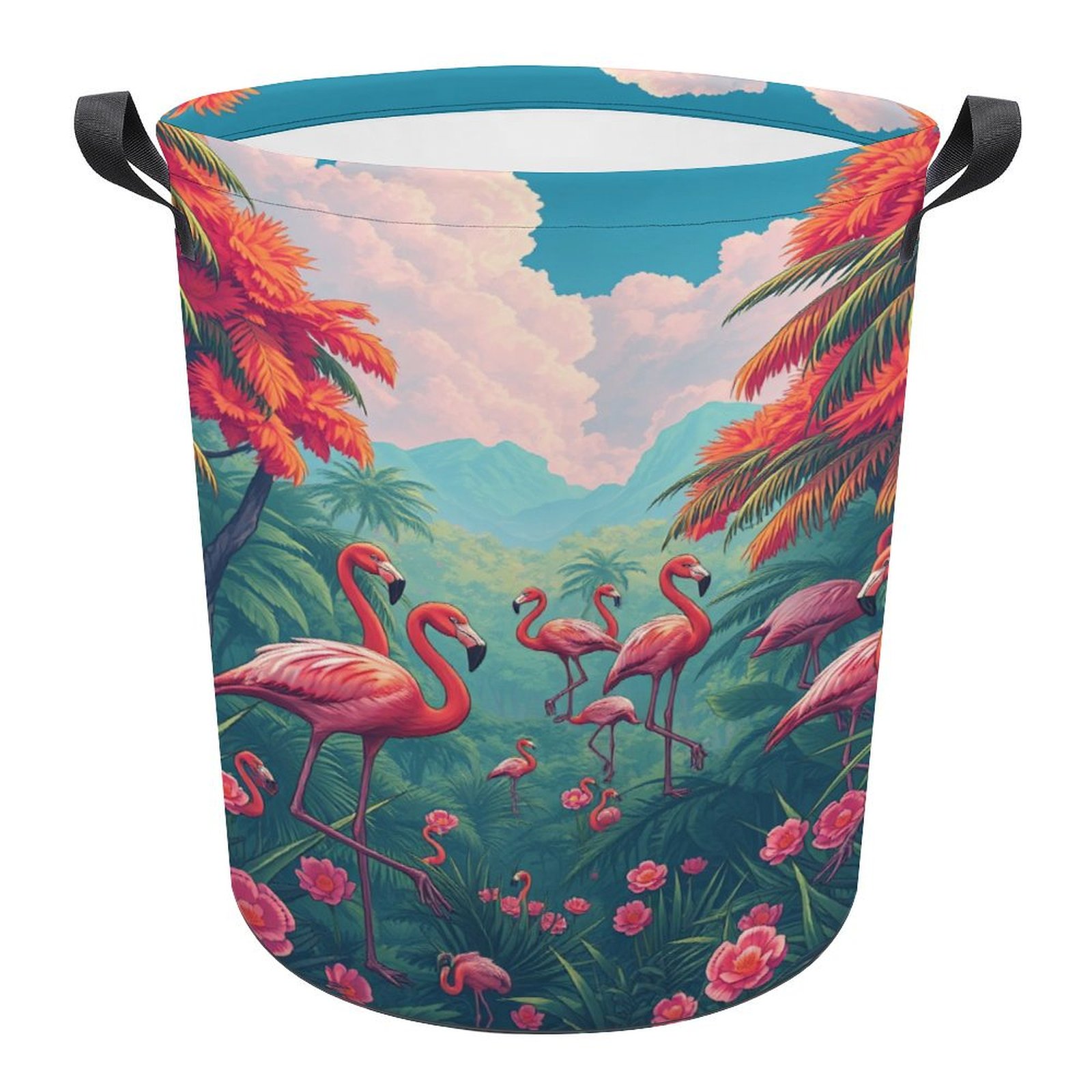 Jungle Flamingo Quilted Laundry Basket NCU0HNH095