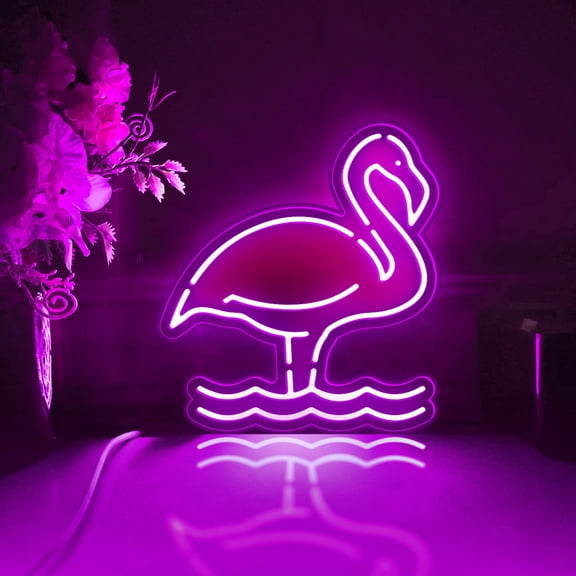 Flamingo Led Light Box, Dimmable Neon-Like Light Signs USB Power for Wall Decor Bedroom Decoration, RGB Light (WxH) 6"x7"