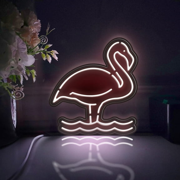 Flamingo Led Light Box, Dimmable Neon-Like Light Signs USB Power for Wall Decor Bedroom Decoration, Static Light (WxH) 16"x17"