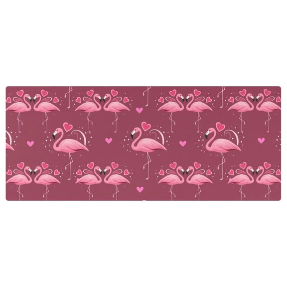 Flamingo Love Pattern Stretch Fitted Tablecloth 2.5x6ft Elastic Wrinkle Resistant Cover
