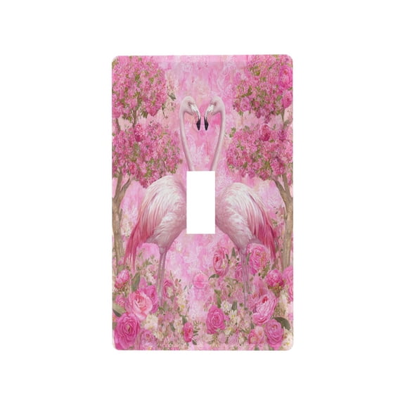 Flamingo Love Pink Paradise Decorative Wall Plate, Flame Retardant PC Plastic Light Switch & Outlet Cover with Mounting Screws Fits Toggle Switch