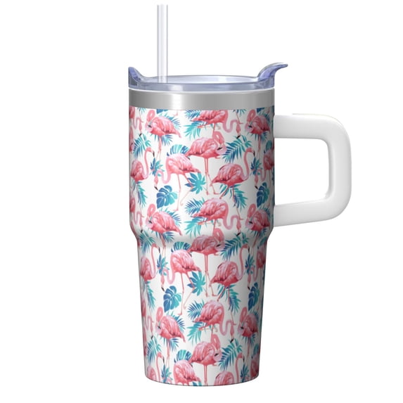 Flamingo Lover Cup 20OZ with Handle Portable Tumbler Mug Gifts for Women Perfect Presents for Birthday Christmas Office Work Daily Hydration Hot Cold Drinks