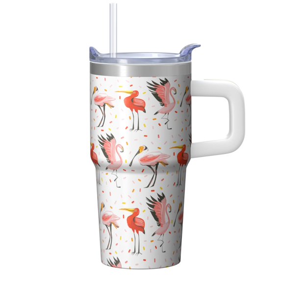 Flamingo Lover Tumbler with Handle 20OZ Stainless Steel Cup Perfect Gifts for Women Suitable for Birthday Christmas Holidays Office Work Travel
