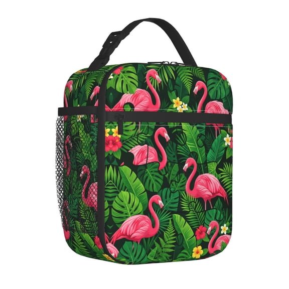 Flamingo Lunch Bag Preppy Academy Shield, Reusable Insulated For Hours Tote For Office Work