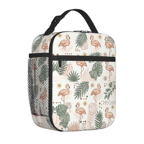 Flamingo Lunch Box Minimalist Island Vibe, Reusable Insulated For Hours Tote For Sunday Gathering