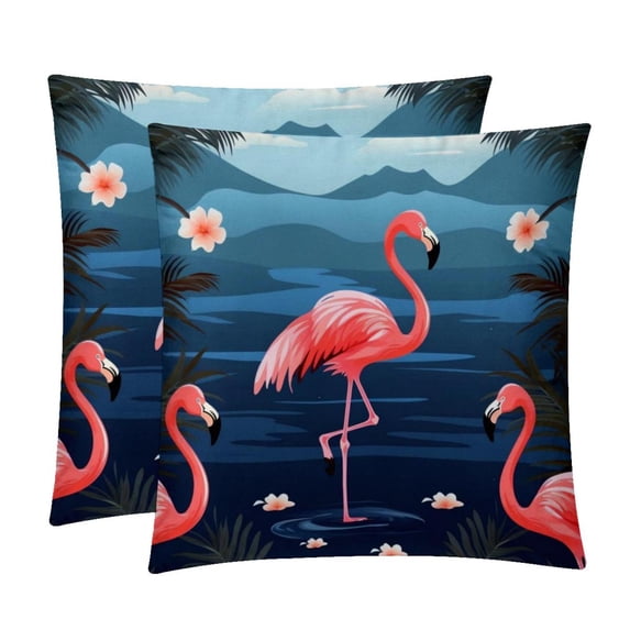 Flamingo Luxurious Velvet Throw Pillow Covers with Unique Patterns - Set of 2 Pillow Covers and Inserts, 16x16, 18x18, 20x20 Inches for All Occasions