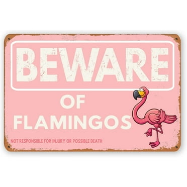 Flamingo Metal Signs Vintage Wall Decor for Home Kitchen Bar Patio Room Garage Retro Tin Poster Plaque 12"x8" Inch