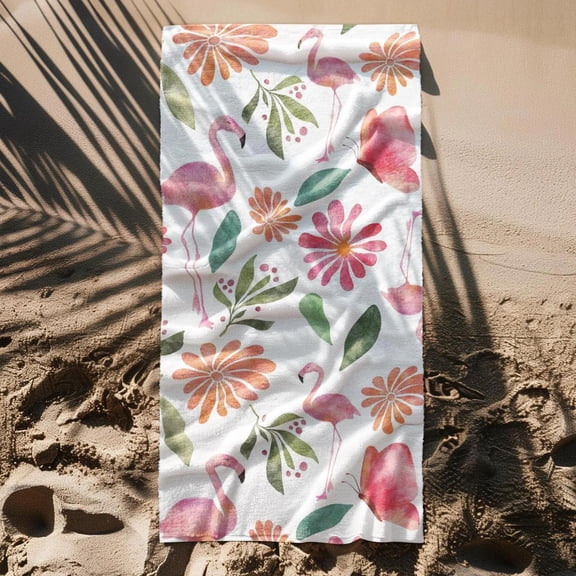 Flamingo Microfiber Beach Towel TropiC1Al Pool & Kitchen DE1cor