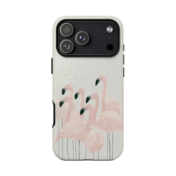 Flamingo Minimalist Phone Case for iPhone 11-17 Pro Max