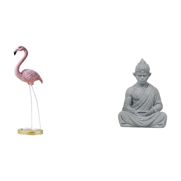 Flamingo Monkey Buddha Resin Art Realistic Texture Embossed Design for Home Office Meditation Decor