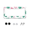 thumbnail image 1 of Flamingo and Monstera Leaves License Plate Frames Universal Aluminum Tag Holder Cover with 2 Holes Screws for Front Rear Car Plate Decor 12x6 Inch for Women Men, 1 of 6