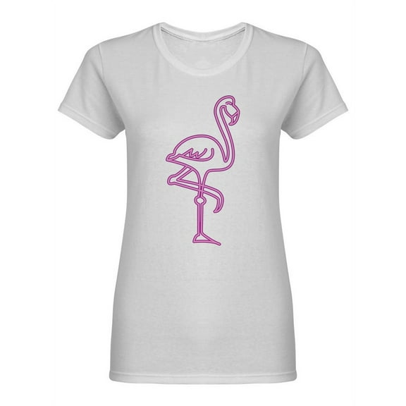 Flamingo Neon Silhouette Shaped T-Shirt Women -Image by Shutterstock, Female x-Large