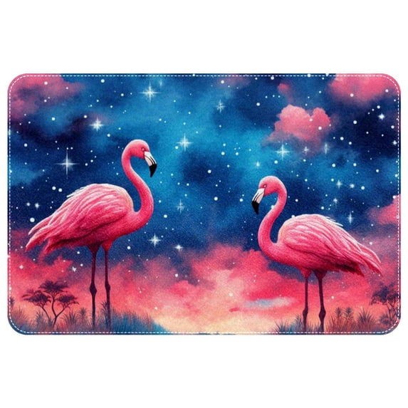 Flamingo Non-Slip Polyester Door Rugs, Kitchen Rug, Chair Mat - Machine Washable Area Floor Carpet
