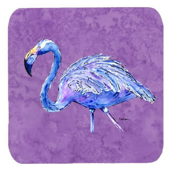 Flamingo On Purple Foam Coasters, Set Of 4