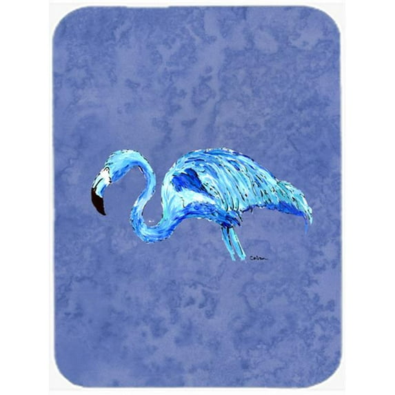 Flamingo On Slate Blue- Glass Cutting Board - Large