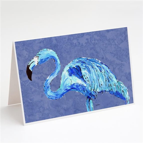 Flamingo On Slate Blue Greeting Cards & Envelopes - Pack of 8