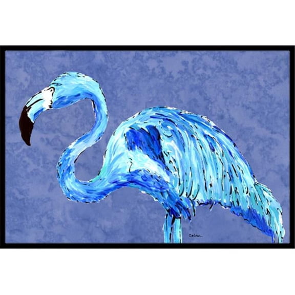 Flamingo On Slate Blue Indoor Or Outdoor Doormat