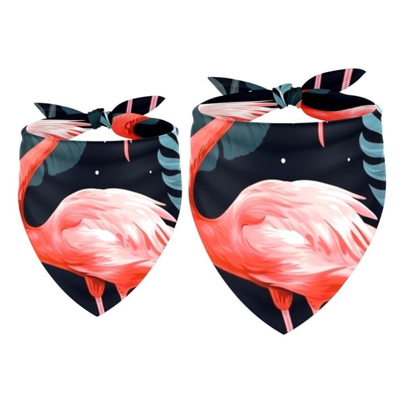 Flamingo Pack of Two Dog Bandanas - Light and Breathable Translucent Chiffon Yarn - 40.6x40.6x58/16x16x22.8in, 53.3x53.3x76.2/20.9x20.9x30in Sizes