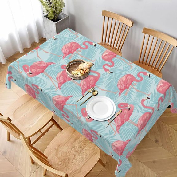Flamingo Palm Leaf Tablecloths Polyester Table Cloth for Kitchen Dinning Table Washable Table Cover for Parties Wedding Picnic