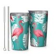 thumbnail image 1 of Flamingo and Palm Leaves Tropical Hawaii 10oz Tumblers Stainless Steel Tumbler with Lid and Straw,Vacuum Insulated Double Wall Travel Tumbler Cups with Cleaning Brush for Coffee, Tea, 1 of 4