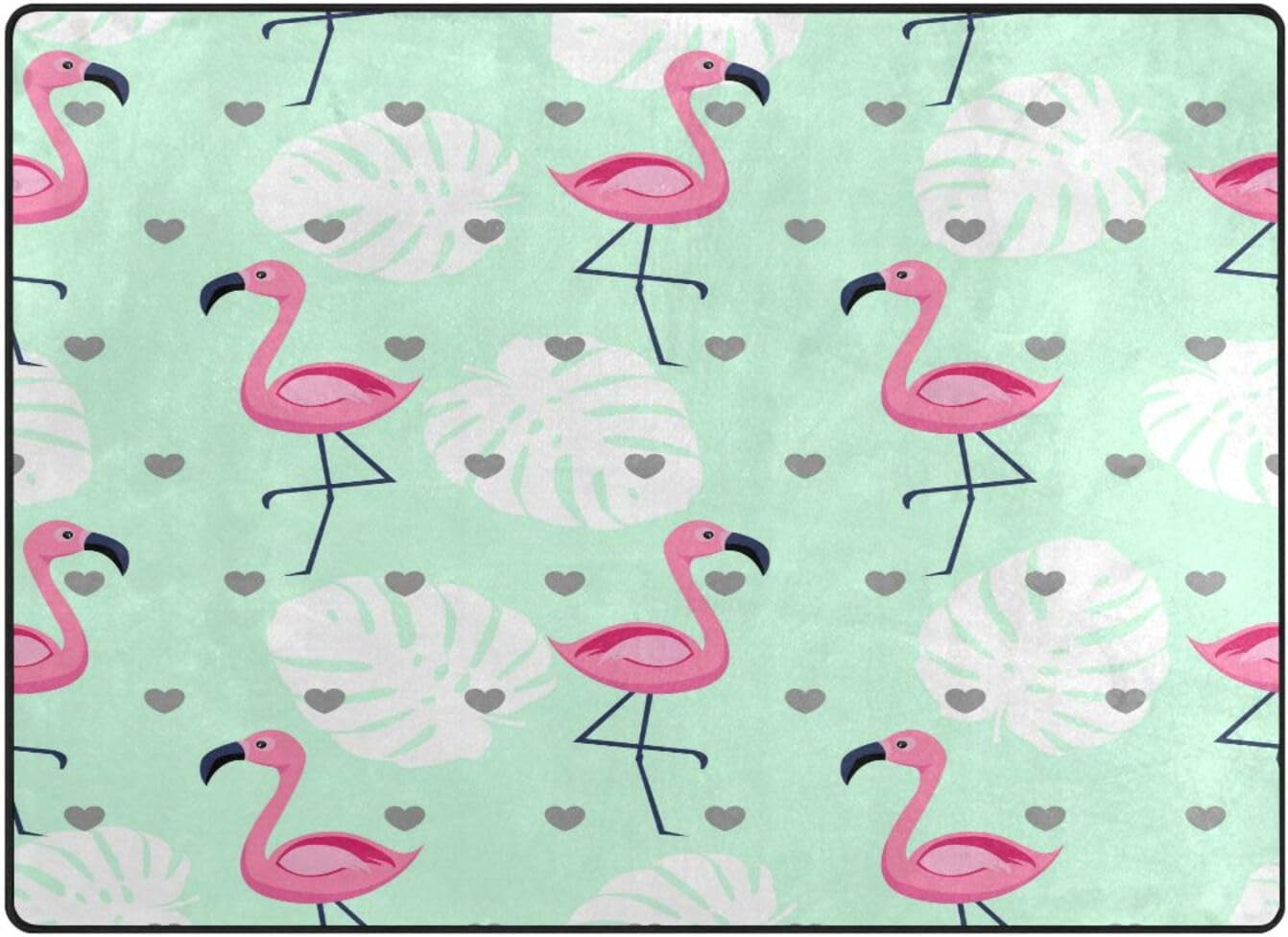 Flamingo Palm Non-Slip Runner Rug Washable Soft Absorbent Living Room ...