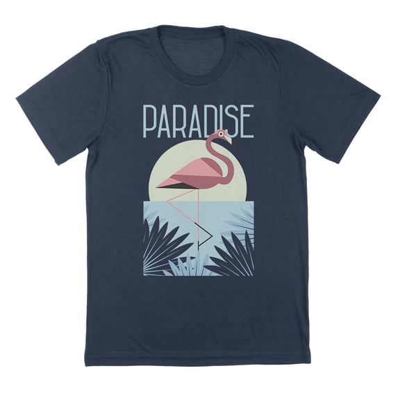 Flamingo Palm Paradise Humor Graphic Navy Mens T-Shirt