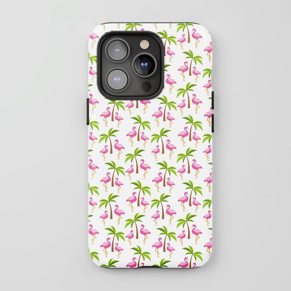 Flamingo Palm Tree For All iPhone Series Protective Phone Case Tropical Cartoon Pink Green White